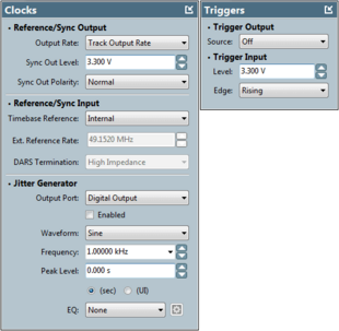  APx software setup for AMC clocks and triggers